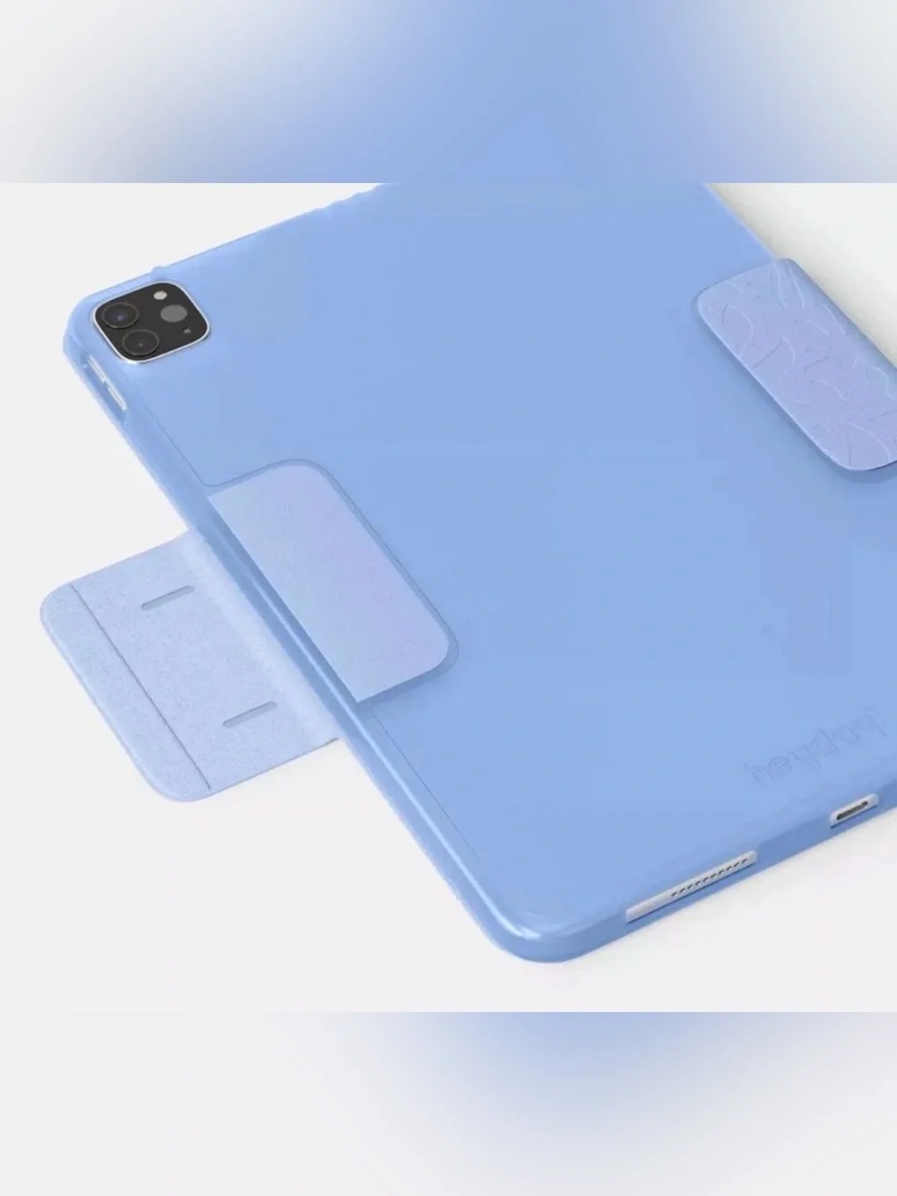 heyday Light Blue Tablet Folio Case with Floral Magnetic Straps